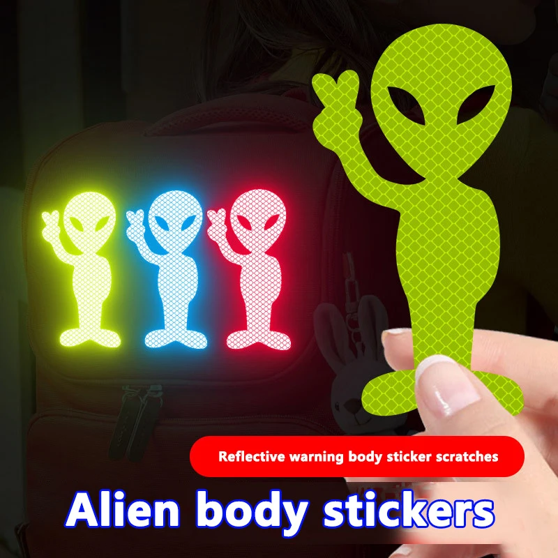 1 Pcs Car Sticker Personality Fashion Alien Peace Highly Reflective Motorcycle Vinyl Decals Accessoriesstickers For Carcar Decor