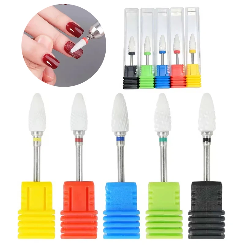 1/2/5 PCS Ceramics Nail Drill Bits Nail Gel Polish Tools For Manicure  Machine Cutter Remove Gel Acrylic Accessories