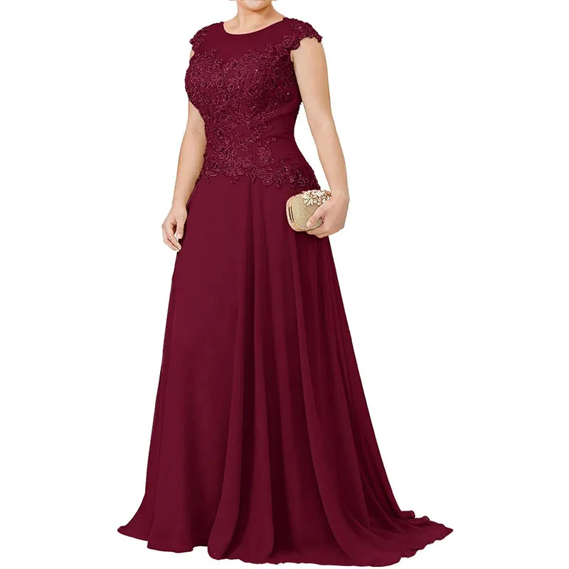 Mother of The Bride Dresses Plus Size - Appliqued Chiffon Formal Wedding Guest Dresses image 6