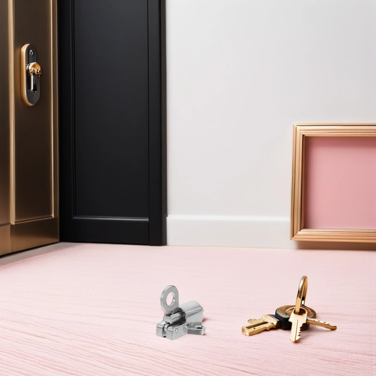 2 قطعة قفل بمزلاج ذاتي الإغلاق سبائك الزنك الربيع ترتد الترباس حلقة سحب التلقائي باب أمان نافذة بوابة العلية مزلاج دائم #1