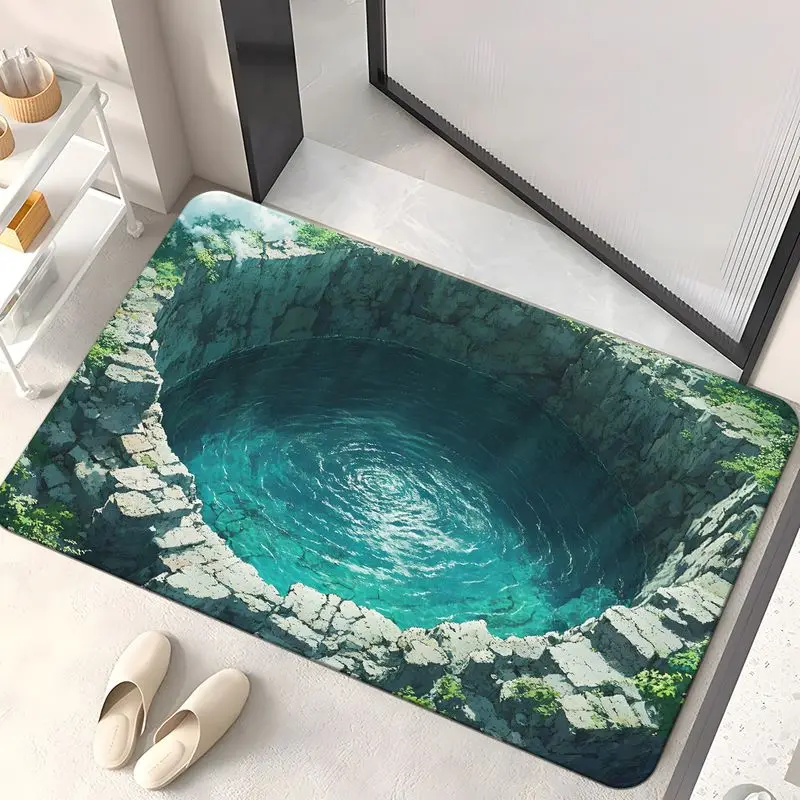 VIKAMA Visual Effect “Water Pool” Rug—Soft, Non-Slip Indoor and Outdoor Entry Mats and Bathroom Door Mats for Home Decor