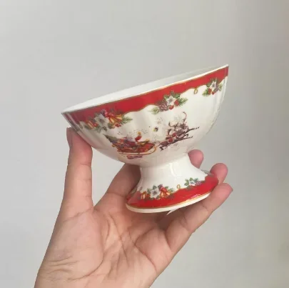 High value ceramic high foot ice cream cup dessert bowl fruit salad bowl exquisite afternoon tea tableware ice cream bowl
