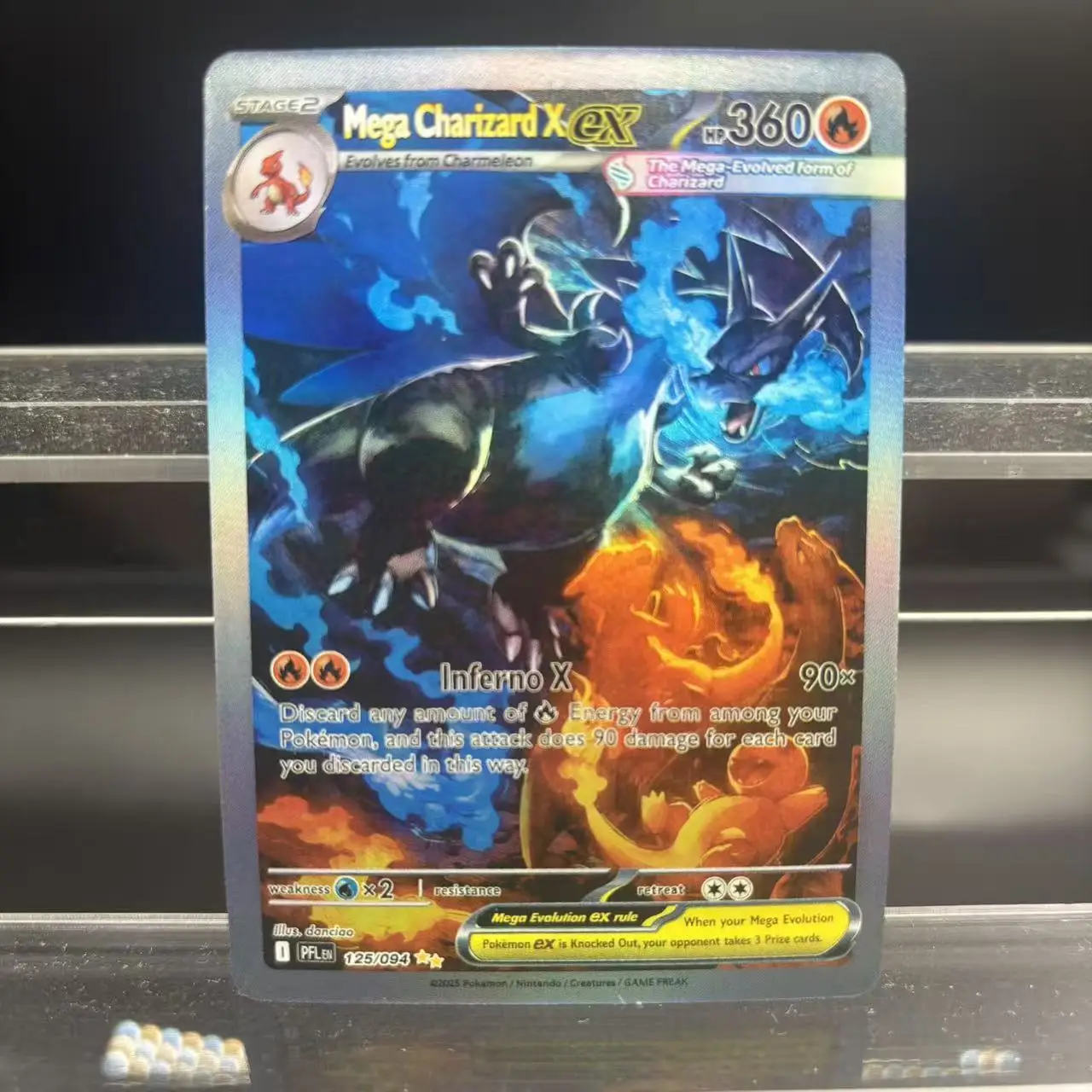 DIY PTCG جمع بطاقات Mega Charizard X ex ذاتية الصنع بطاقة واحدة لعبة كلاسيكية بطاقة أنيمي هدية لعبة