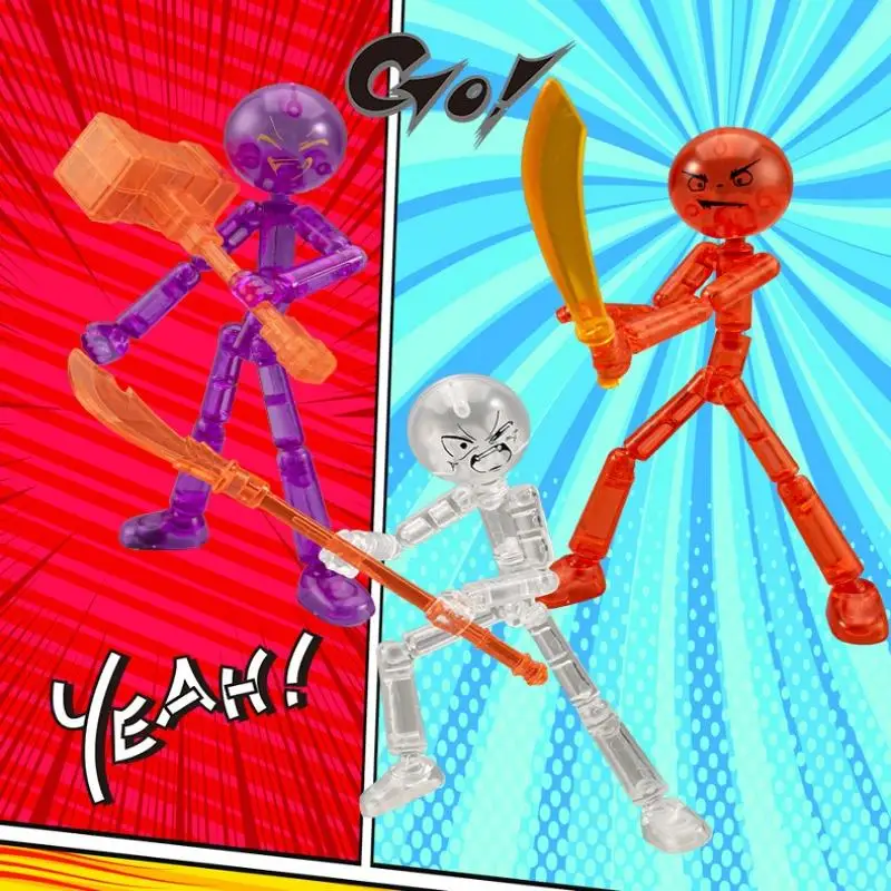 [JN] 1セット ノベルティアクションフィギュア スティックマン 組み立て式ロボット 可動式3Dプリントマネキン 多関節スティックマンおもちゃ