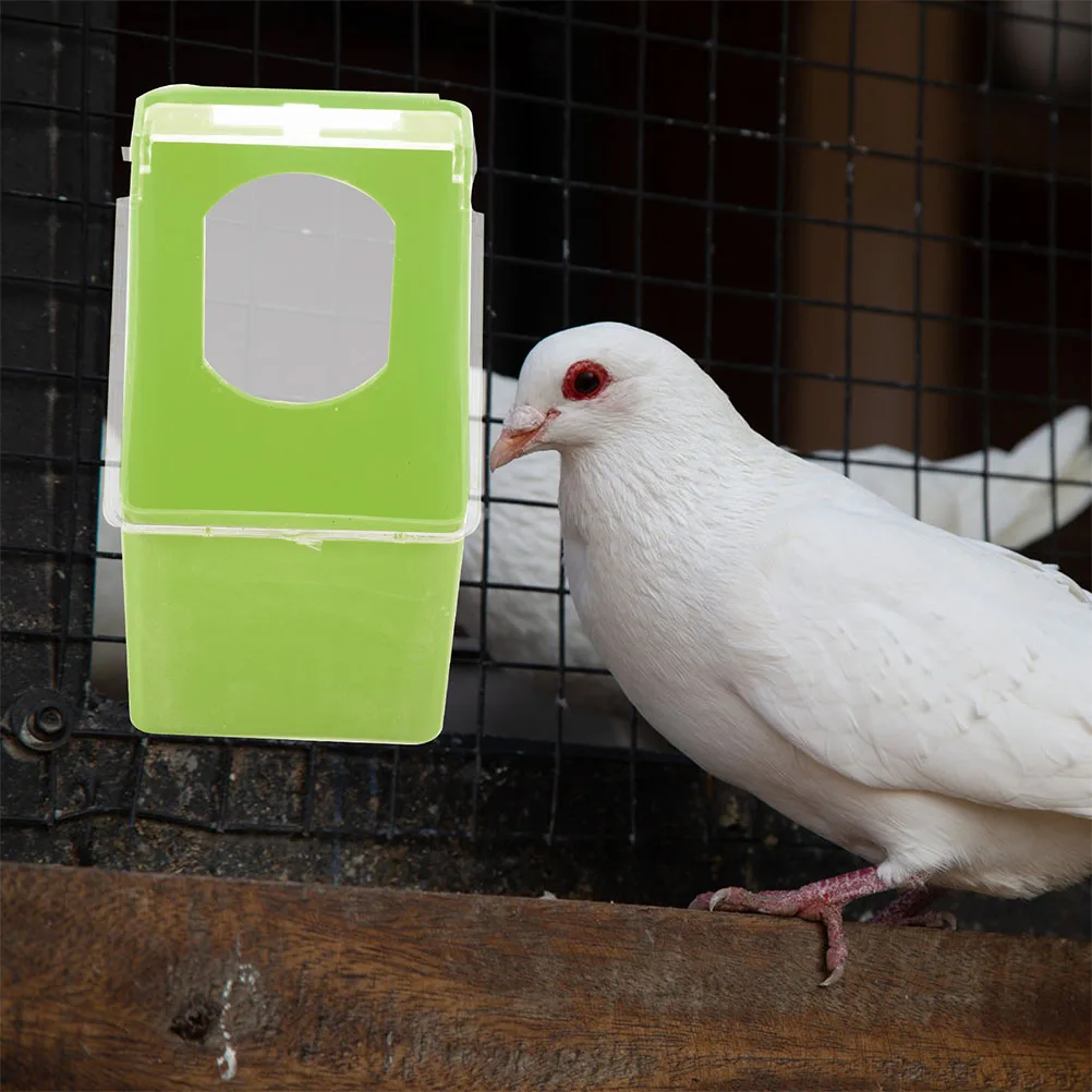 

2Pcs Green Single Hole Hanging Box Large Capacity Bird Food Container Pigeon Feeder Cage Accessories Plastic Feeders Pet