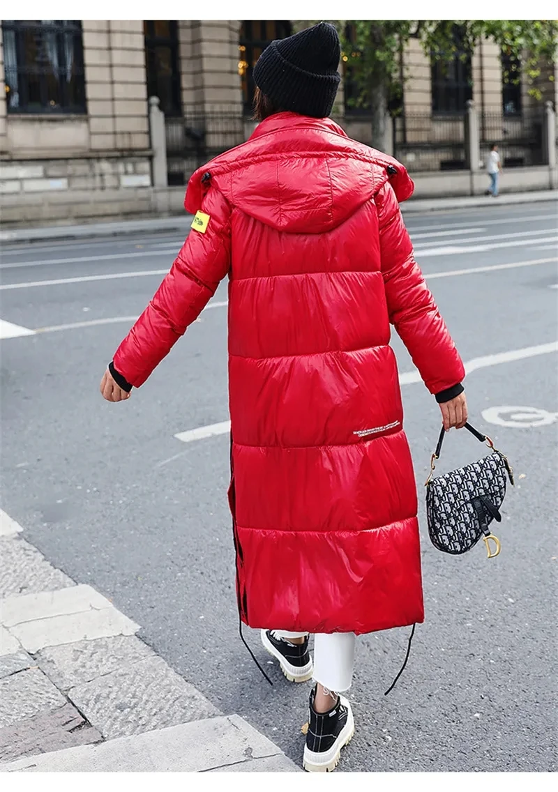 2023 Winter Cotton-padded Coat X-long Down Jacket Women Fashion Thicken Puffer Jacket Lady Windproof Overcoat Warm Hooded Parkas