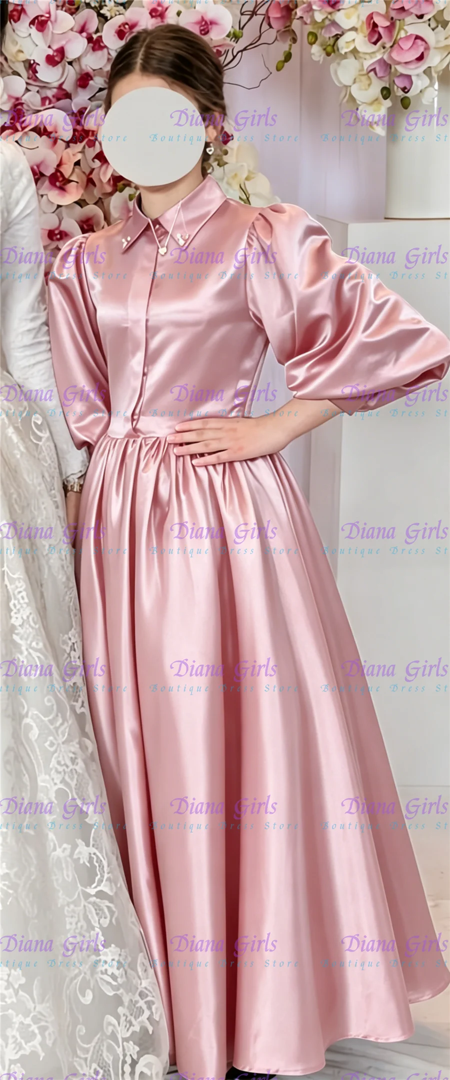 Quality Elegant Pink Satin Fluffy Baptism Communion Flower Girl Dress Little Princess Kids Birthday Party Evening Gowns