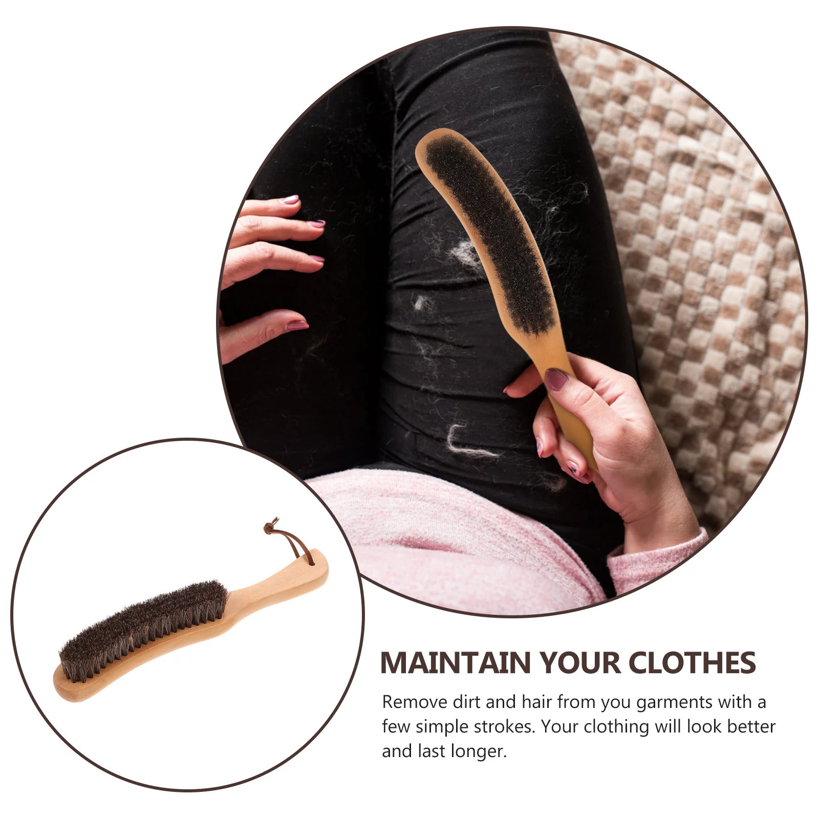 Horsehair Brush Wooden Handle Cleaning Brush for Furniture Clothes Coat Suit Lint Clothes Furniture Brush