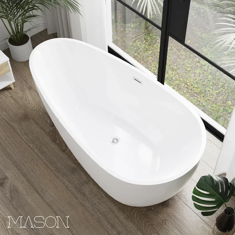 Thin-edged small apartment integrated independent bathtub, household adult egg-shaped acrylic