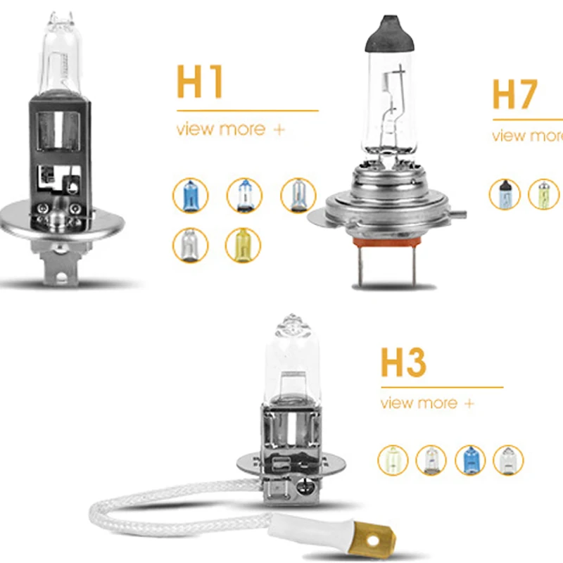 Car Universal Halogen Headlight H1 H3 H4 H7 H11 White Light Super Bright Auto Front Headlight Fog Bulb Car Light Source