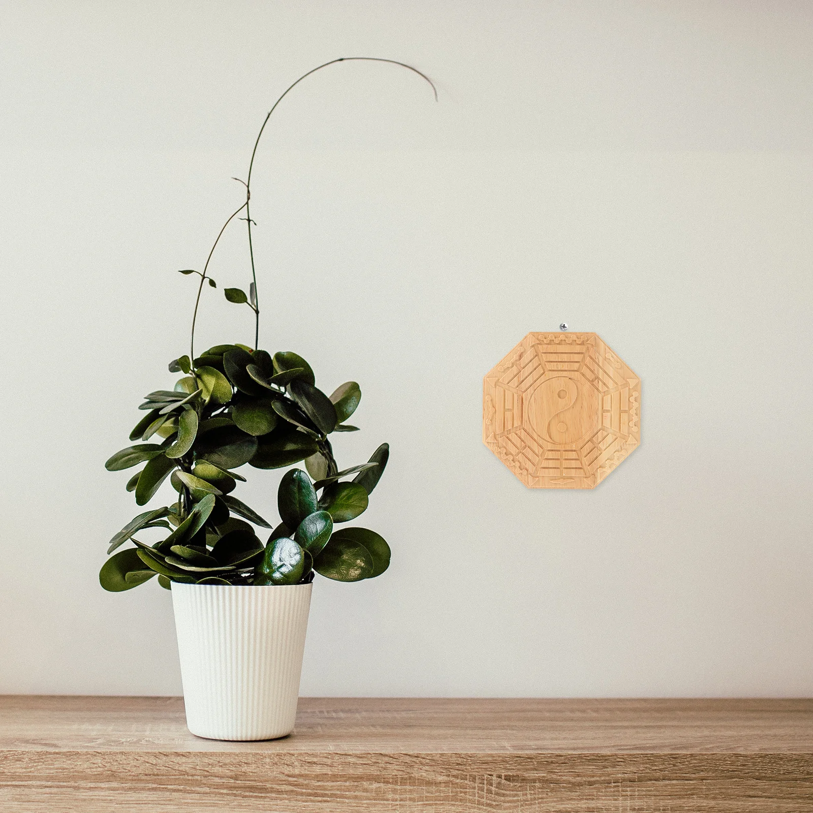 

1Pcs Chinese Style Tai Bagua Mirror Wooden Feng Shui Pendant for Family Prosperity Unique Home Blessing Decor