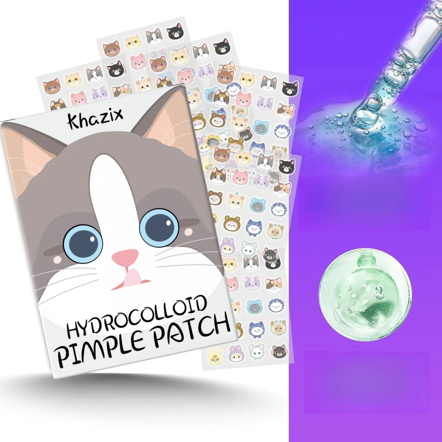 40 قطعة من رقع حب الشباب بحمض الساليسيليك - ملصقات غير مرئية ولطيفة على شكل قطة لمحاربة البثور وتهدئة البشرة #2