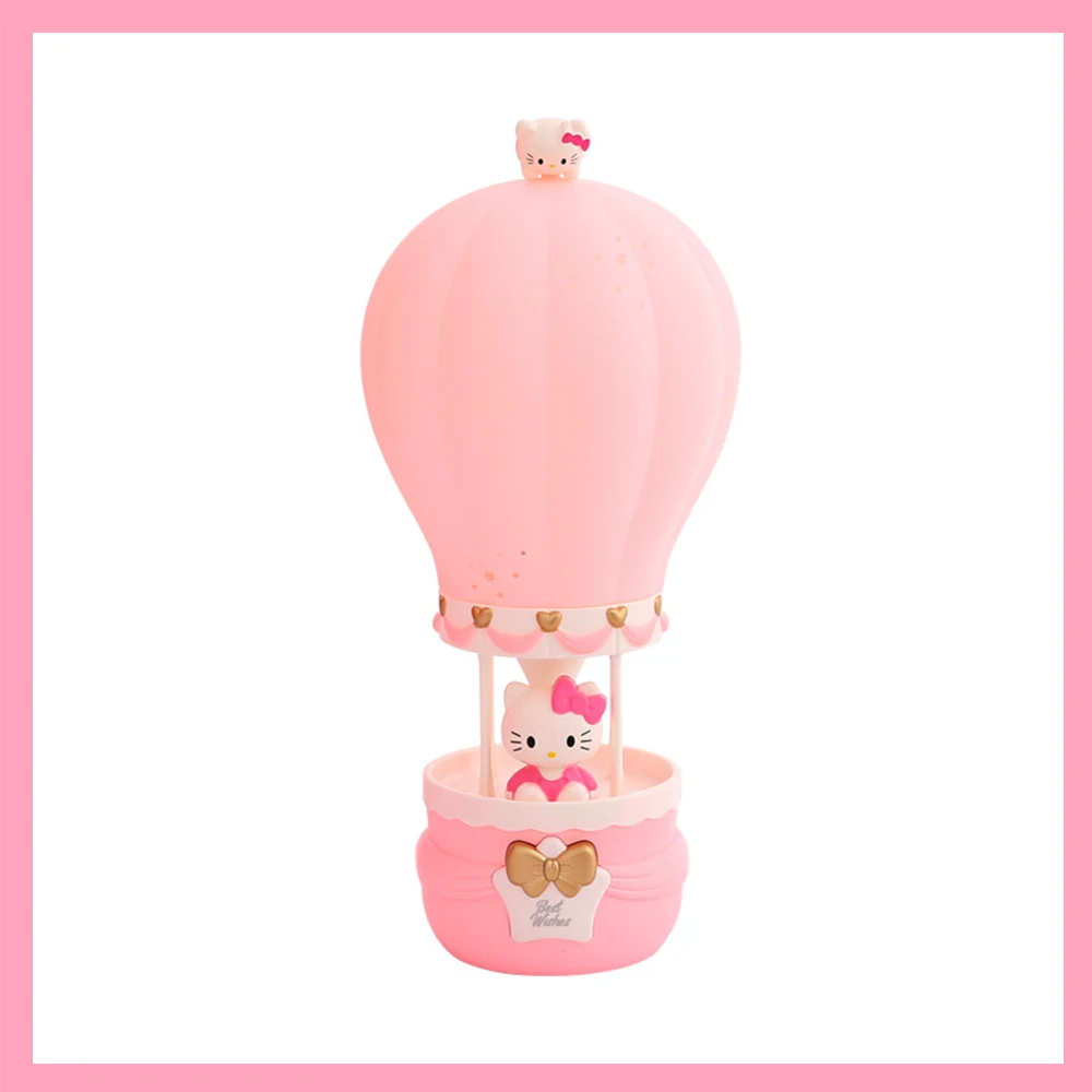 Sanrioed Hello Kitty Night Light Kawaii Anime Cartoon Hot Air Balloon Decorative Lights Bedroom Sleep Nanny Breastfeeding Lamp