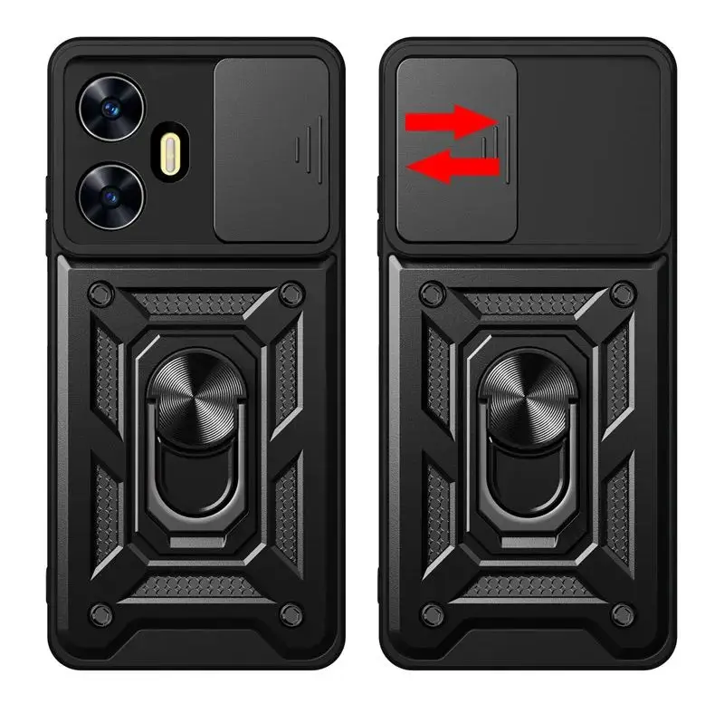 For OPPO Realme C55 Case Armor Shockproof Magnetic Ring Holder Case For Realme C55 C 55 RealmeC55 RMX3710 Lens Protective Cover