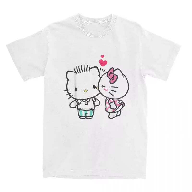 

MINISO Hello Kitty Dear Daniel Valentine Printed Women T-shirt Humorous Cotton Shirt Round Neck Short Sleeved Casual Streetwear