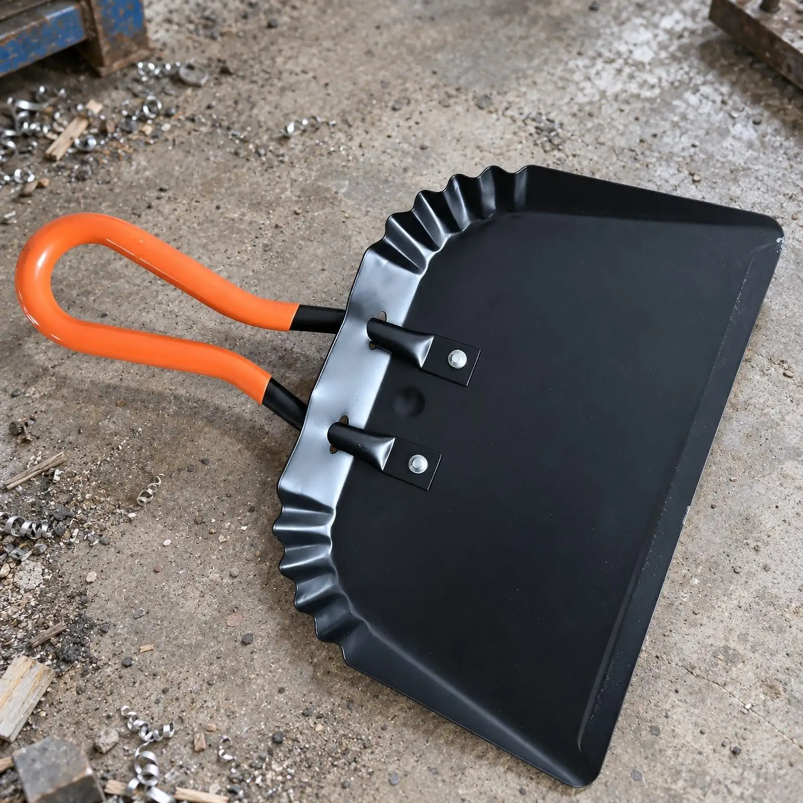 Industrial Dustpan Rectangular Scoop Metal Dustpan Ridged Edges for Farms