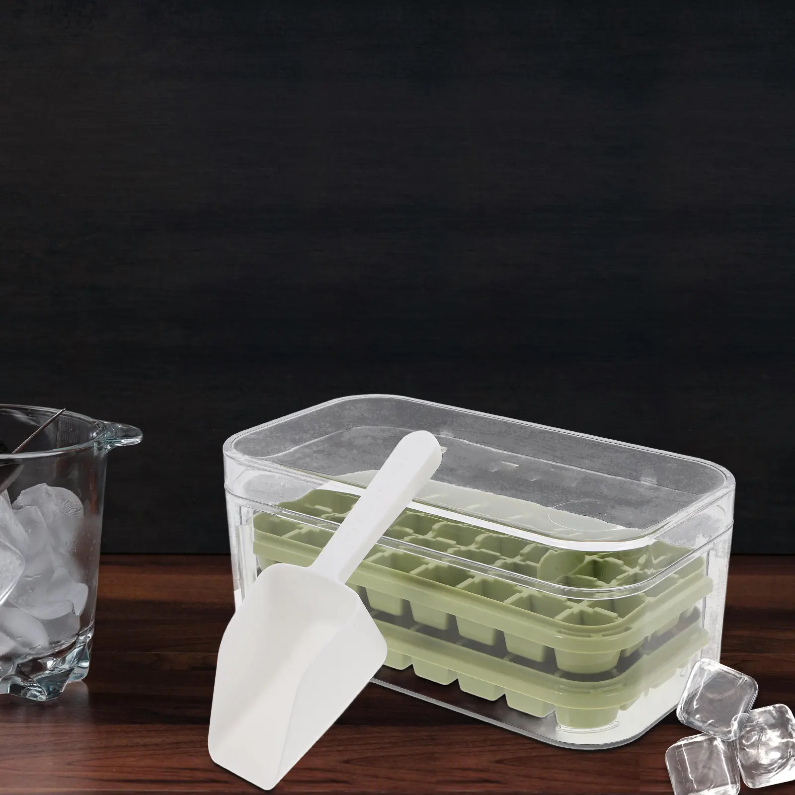 

1Set Ice Cube Tray Safe Material Reusable Mold for Freezer Easy Release Stackable Ice Mold for Drinks Wine Party Summer Use