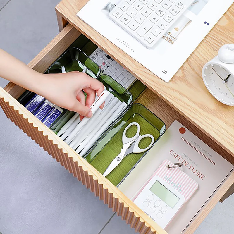 Clear Drawer Organizer Transparent Drawer Divider Storage Box Bathroom Makeup Organizer Kitchen Tableware Organizer Boxes