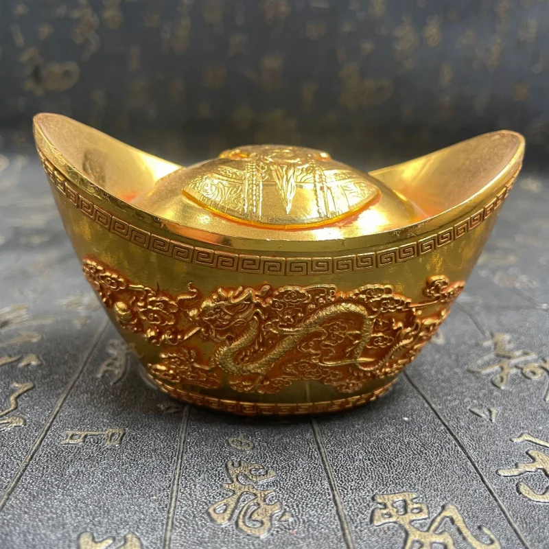 articles-artisanaux-de-style-antique-accessoires-de-cinema-relief-dragon-et-phenix-portrait-kangxi-ornements-artisanaux-en-lingots-d'or-lingot-en-laiton