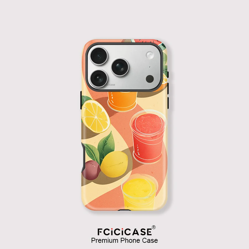 Чехол Fcicicase для iPhone 15 Plus 14 13 12 11 Pro Max 16 17 Air Lemon Drink с магнитной беспроводной зарядкой для Magsafe