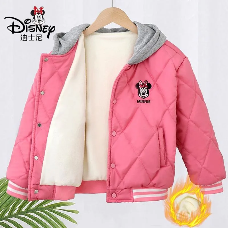 Kawaii creative Mickey Minnie series children's baseball cotton clothing Disney autumn and winter thickened warm hooded jacket