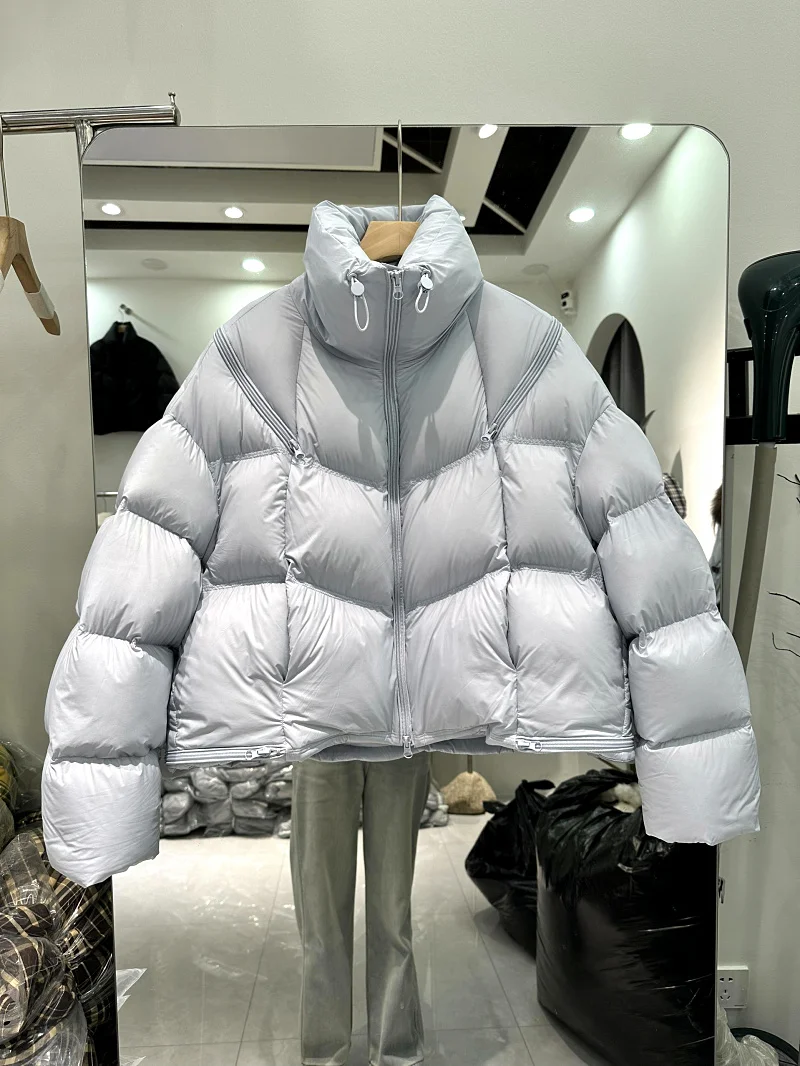 

Женская утепленная куртка-пуховик 90% пух, повседневная, теплая, с высоким воротником, на молнии, с длинными рукавами, зимняя верхняя одежда