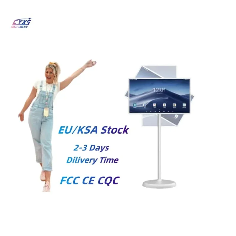 

Top Sell Android OS 32 Inch Smart Tv Rechargeable Interactive Mobile Wireless Portable TV Digital Stand Rotatable Touch Screen