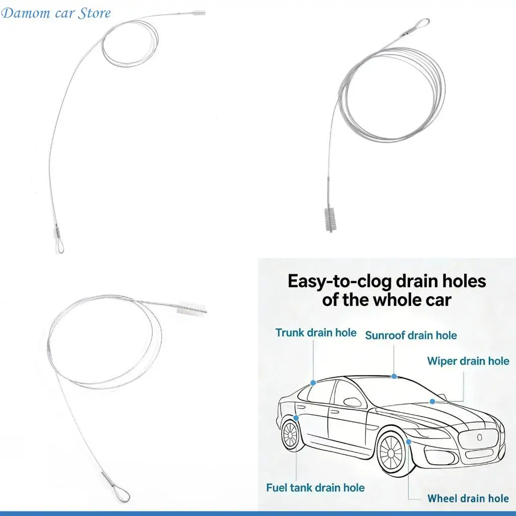 A2UC Car Sunroof Drain Hole Cleaning Brush Unclogging Cleaning Scrubbing Long Hose