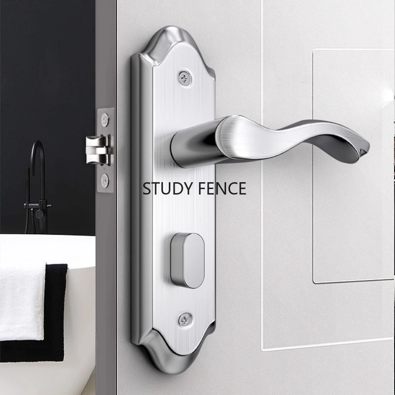 1 Set of Stainless Steel Bathroom Door Handle Indoor Restroom/toilet Handle Household Hardware Excluding Keys No Locking Tongue
