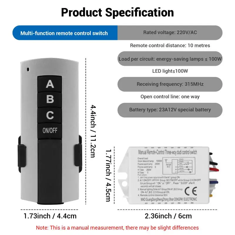 1/2/3 Channel Wireless Digital Remote Control Switch NO/OFF for Lamp Light Receiver Transmitter Drop Ship