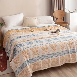 1pc Premium 100% Cotton Multilayer Muslin Blanket - Luxuriously Soft & Stylish, Year-Round Comfort For Napping & Couch, Cool Sum