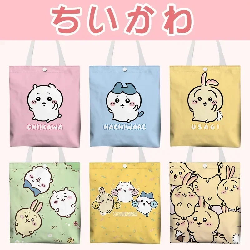 Chiikawa Anime Kawaii Shoulder Canvas Stationery Bag Student Hachiware Usagi Cartoon Cute Large Capacity Storage Handbag Gifts