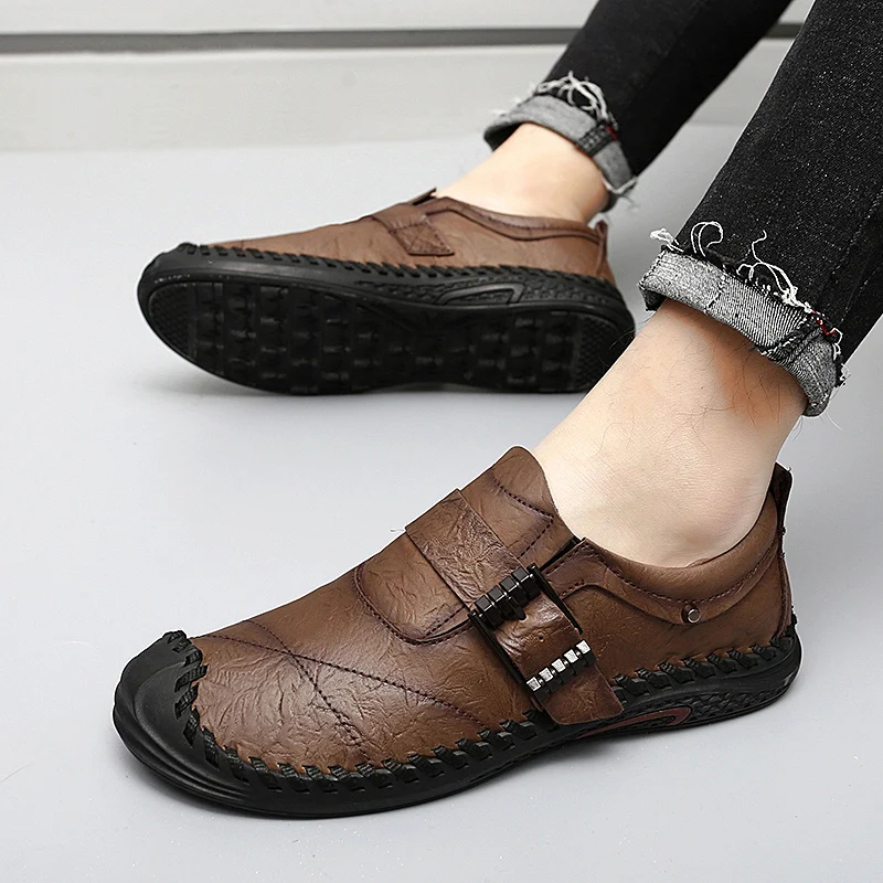 Genuine Leather Fashion Casual Men\'s Shoes Casual Shoes Walking Shoes Trekking Shoe Leather Shoes Sewing Shoes Flats Breathable