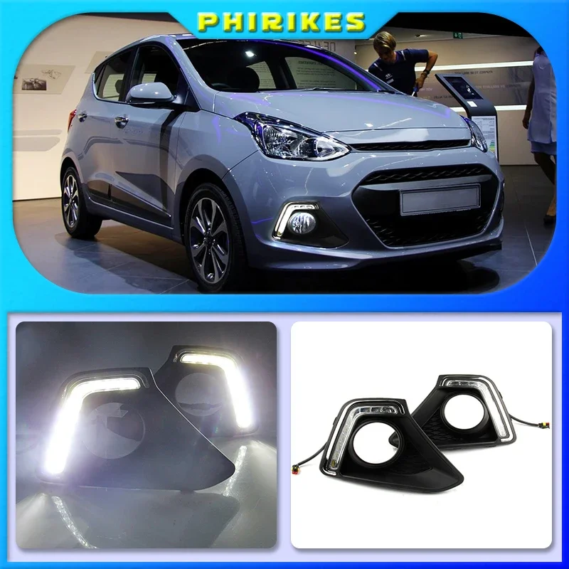 

2pcs Car LED Day Light DRL Daytime Running Light Driving Fog Lamp White For Hyundai I10 2013-2014 Xcent day light