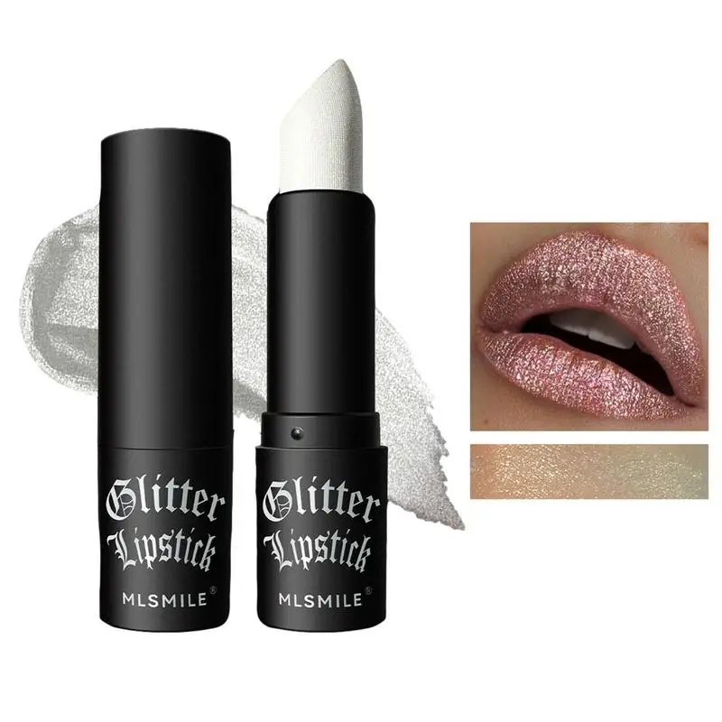 Glitter Lipstick Diamond Shiny Lipstick Shimmer Lipstick Waterproof Matte Lip Balm Diamond Pearlescent Metallics Lipstick