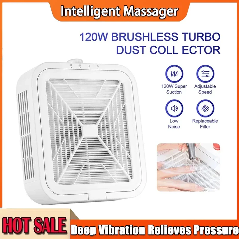 

Мощный бесщеточный пылесборник для ногтей, 120 Вт, супервсасывающий пылесос для маникюра с 2 фильтрами для использования в салоне