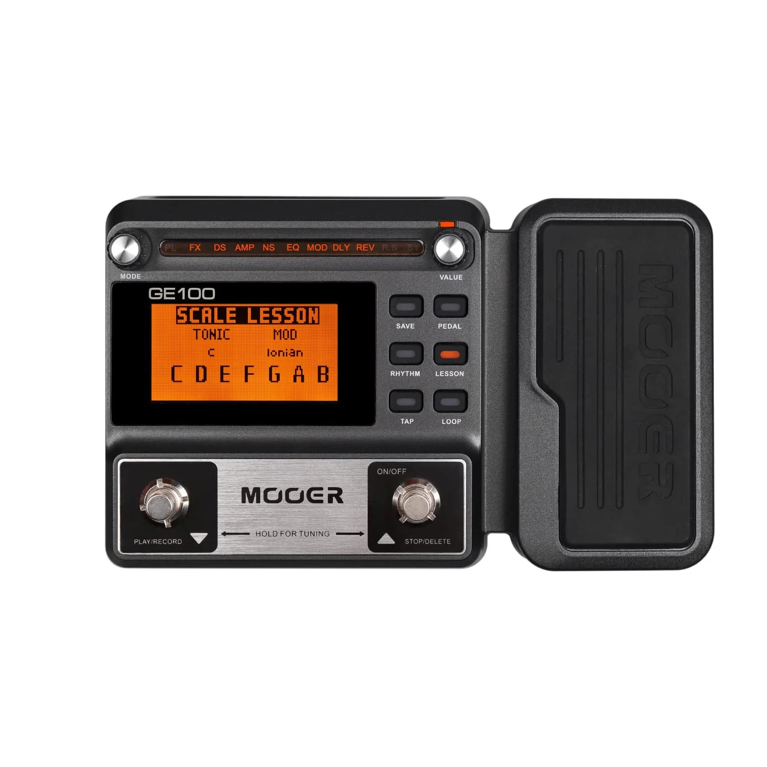 Мультиэффектный гитарный процессор MOOER GE100 с 80 пресетами, 66 эффектами, лупом и 40 барабанными ритмами. Дисторшн, Экспресс-вокал, Вах-эффект, Пэ