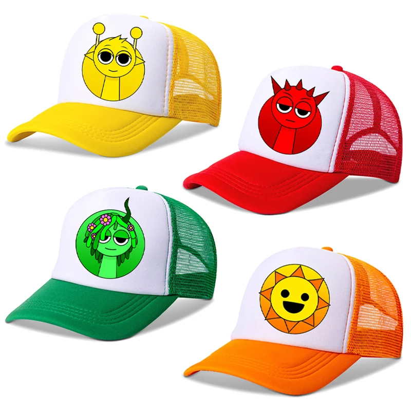 New Sprunki Children Baseball Caps Cartoon Game Figure Printed Hat Boys Girls Sun Hat Adjustable Kids Peaked Cap Birthday Gifts