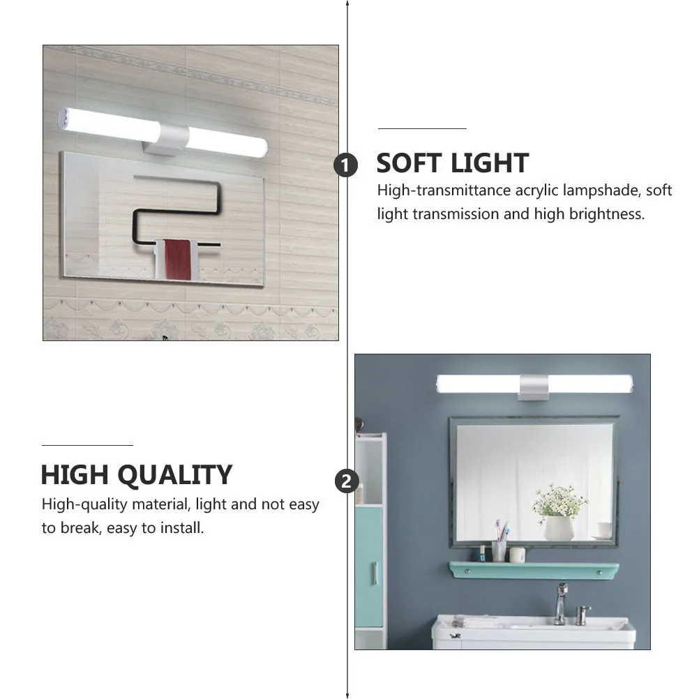 ไฟหน้ากระจก LED 60 ซม. โคมไฟติดผนังที่ทันสมัย ​​ไฟตู้ห้องน้ำ โคมไฟอะคริลิกส่งผ่านแสงสูง ตัวเครื่องอะลูมิเนียม
