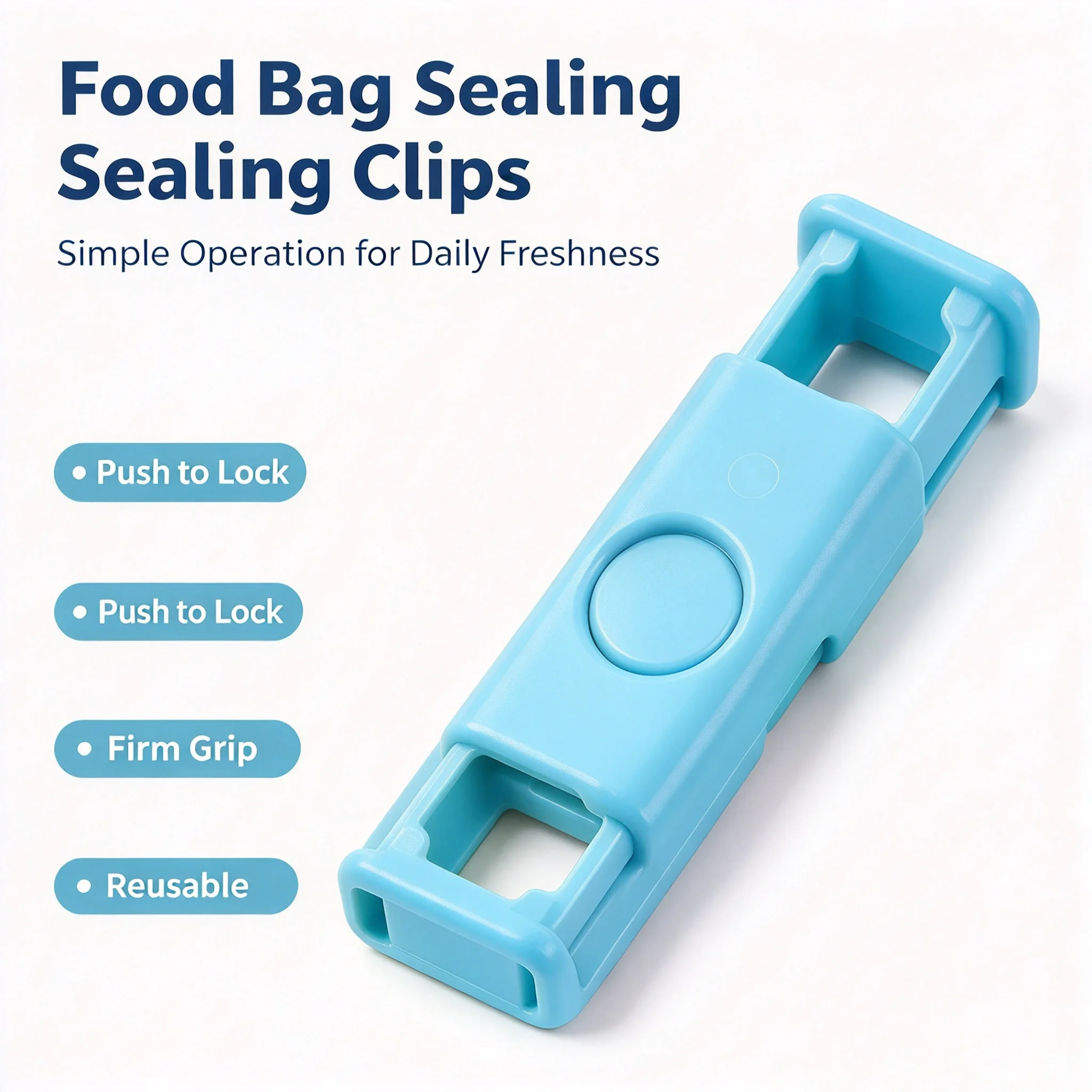 Press Type Bag Sealer One Click Lock Structure For Home Storage Block Moisture Prevent Spoilage