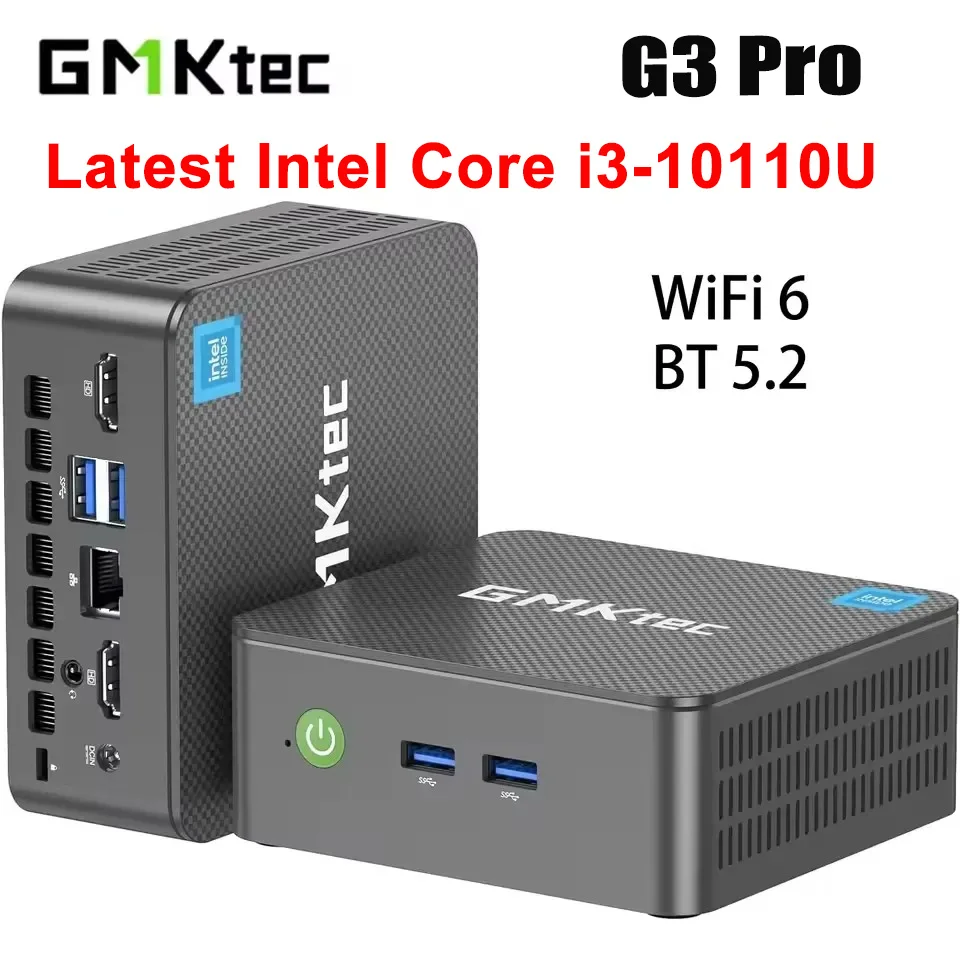 

GMKtec G3 Pro MINI PC Intel Core i3-10110U WIFI6 BT5.2 DDR4 1*M.2 2280 PCIE 1*M.2 2242 SATA3.0 HDMI2.0*2 Desktop Gamer Computer