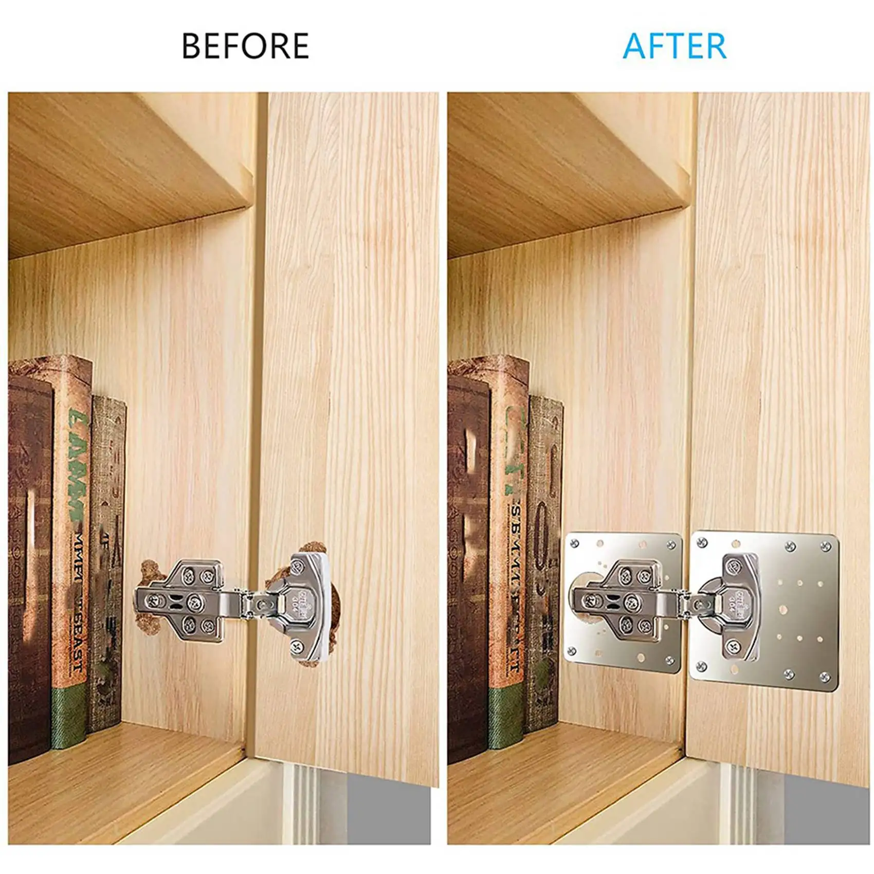 Kit de réparation de charnières de meuble 40 pièces, plaque de montage de charnière de porte d'armoire de cuisine avec trous, supports de fixation plats - [LUCK 9]