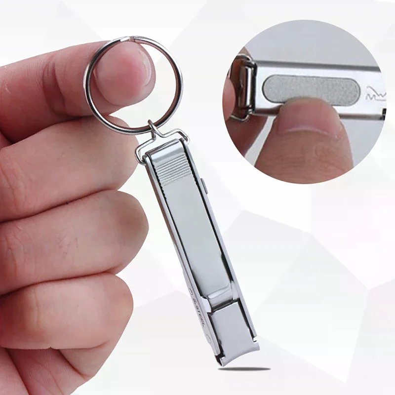 1PC Ultra-Thin Nail Clippers Collapsible Portable Travel Fingernail Keychain Nail Scissors Cutter Stainless Steel Manicure Tool