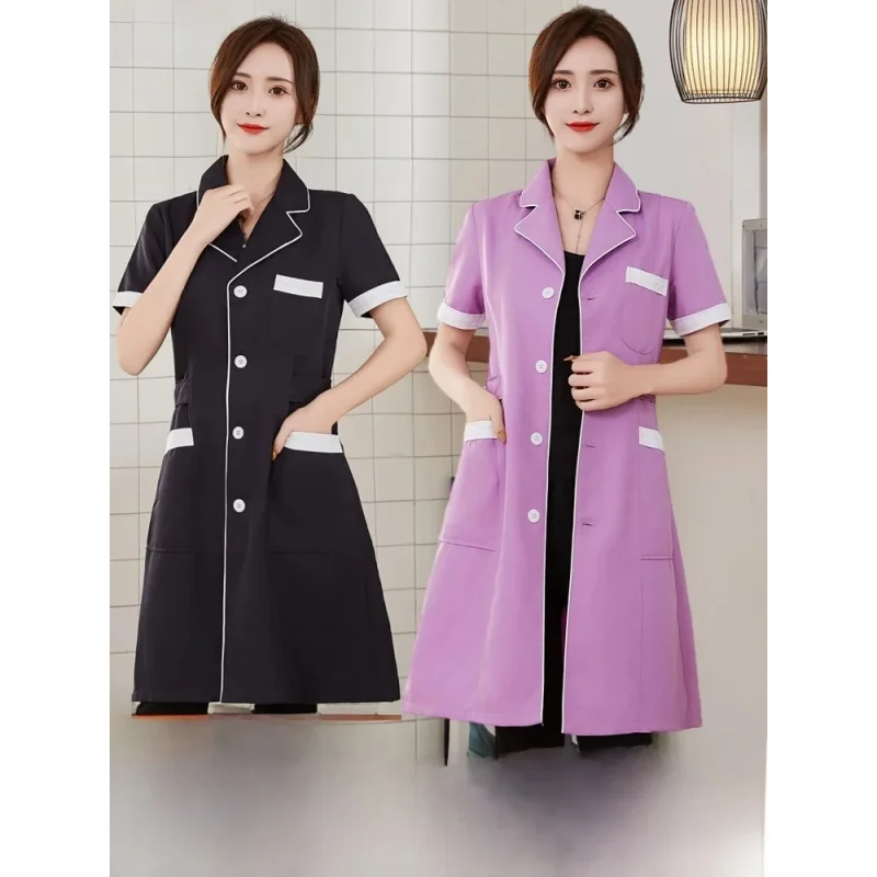 

Beautician Beau Salon Workwear Women's White Gown Long Sleeves Doctor's Overall Short Sleeve Summer Thin Nurses' Uniform Sk...