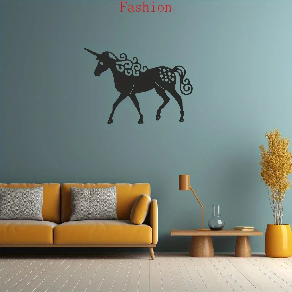 1pc Cute Unicorn-Shaped Wall Hanging Paintings Metal Crafts Outdoor Garden Home Decoration Wedding Party Scene Decorations wall