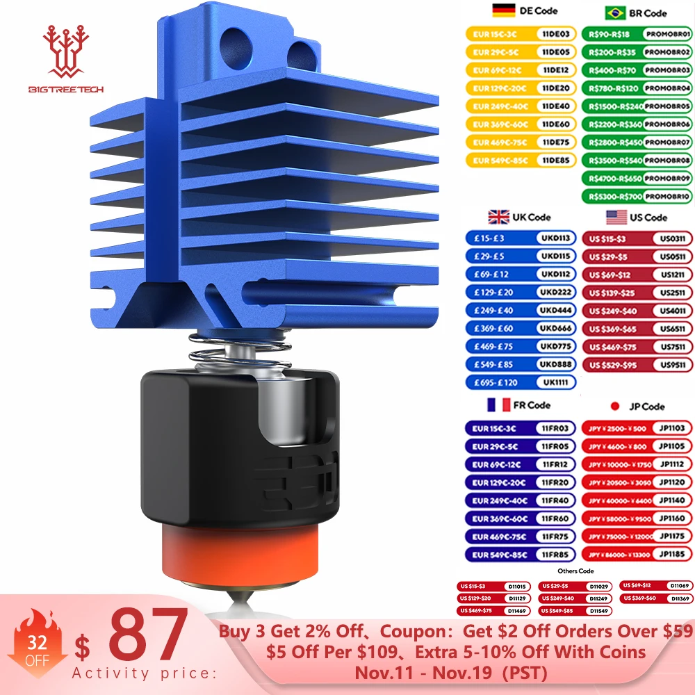 

BIGTREETECH Panda Revo Hotend Plug and Print Высокоскоростной высокий поток с E3D Online Bontech для Bambu Lab P1P P1S BambuLab X1C X1E