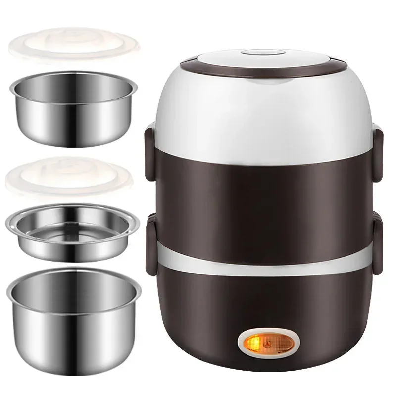 Stainless Steel Mini Rice Cooker Food Container Steamer - Portable Lunch Box Heater