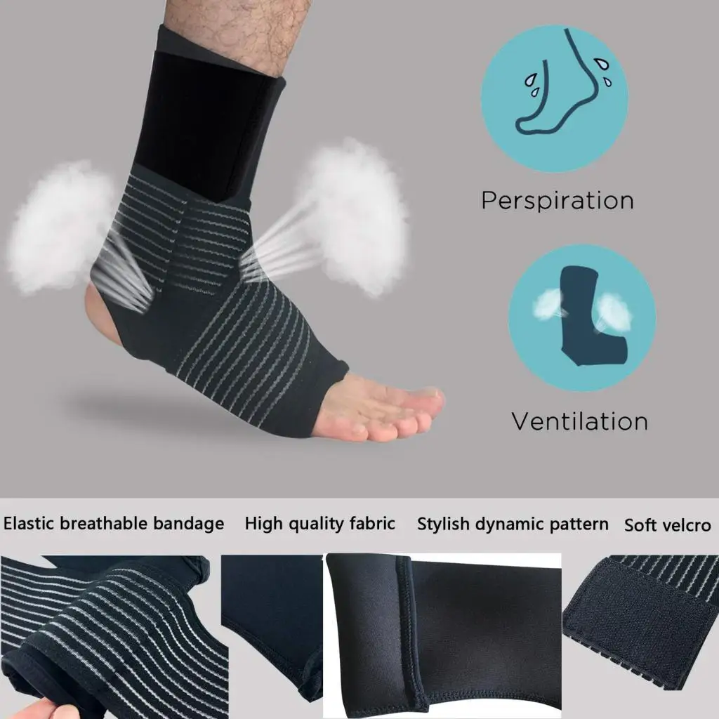 قطعة واحدة من دعامة الكاحل، كم ضاغط مثبت الكاحل مع أشرطة، للكرة الطائرة، كرة القدم، كرة السلة، للإصابة