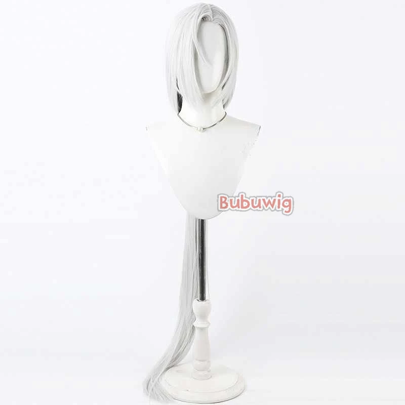 Bubuwig Synthetic Hair Nasti Lunorey Cosplay Wigs Arknights Nasti Lunorey 150cm Long Straight Silver White Wig Heat Resistant