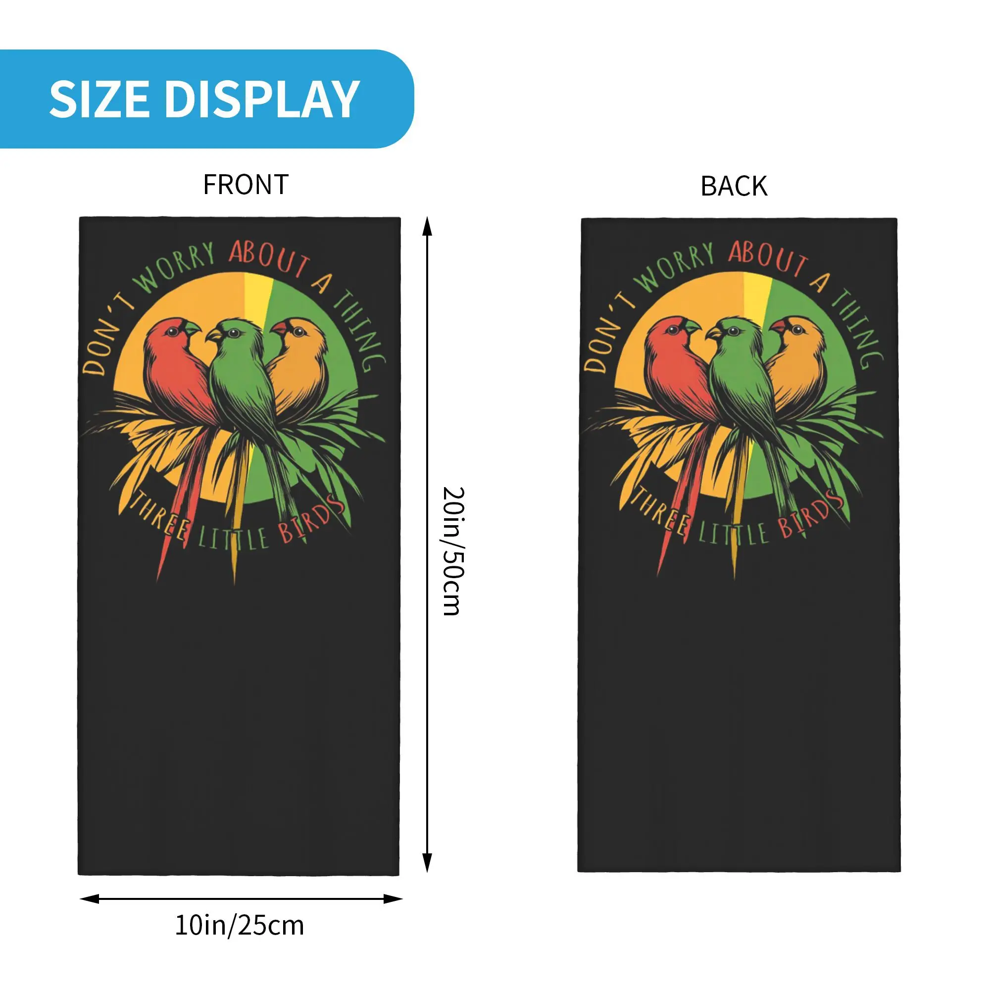 Kawaii Three Little Birds Reggae Bandana Neck Cover Printed Wrap Scarf Multifunction Face Mask Riding For Men Women Adult Winter